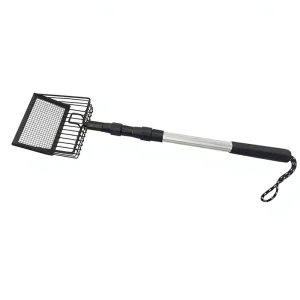 Large Chicken Coop Scooper with Ergonomic Grip Adjustable Long Handle Sifting Shovel Rake Stainless Steel Chicken Poop Scooper