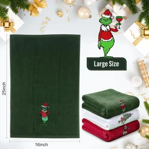 Large Christmas Hand Towels 100% Cotton Christmas Kitchen Towels Dish Towels Ultra Absorbent Drying Xmas Towels Set Decor