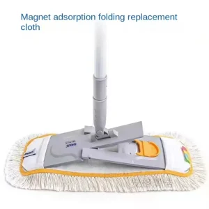 Large Dual Use Flat Mop Wet & Dry Cleaning for Household & Industrial Use Dust Mop with Lazy Handle for Home Use