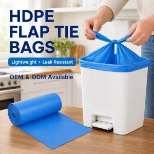 Large Extra Thick Flap Tie Trash Bags for Home Kitchen Waste Bins Leakproof Garbage Bags Supplier