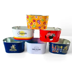 Large Galvanized Ice Buckets with Handles Ice Drink Tub for Party Bar Wine Beer Champagne Beverage Bottle Cooler Tub Oval