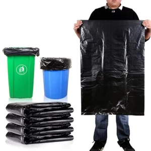 Large Heavy-Duty Black Plastic Garbage Bag Can Liners for Household Kitchen Use