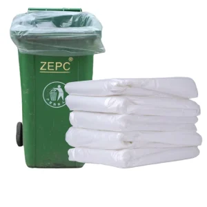 Large Heavy Duty White Trash Bin Garbage Plastic Bags 33 40 50 Gallon 100 200 Liter Trash Liner Bags Disposable Trash Bags