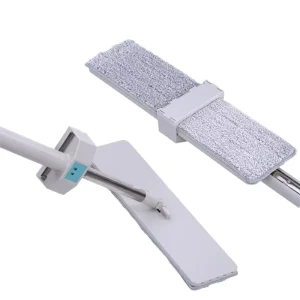 Large-Panel Microfiber Flat Mop with Stainless Steel Handle, Detachable Design, and Wet/Dry Use