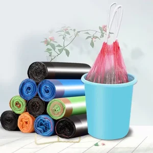 Large Plastic Household Garbage Bags with Drawstring on Roll