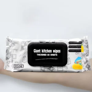 Large Size Household Kitchen Cleansing Wipes Removes Food and Grime Buildup Heavy Duty Dish Wet Wipes