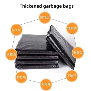 Large Thickened Black HDPE Plastic Garbage Bags 8-64 Gallon Heavy Duty Disposable Trash Bags for Tableware and Pillow Use