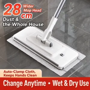Large Wash-Free Automatic Clip Cloth Mop with Hands-Free Design for Household Cleaning