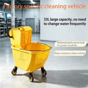 Large and Thickened Hotel Water Squeeze Cart Yellow Mop Bucket Specifically for Catering
