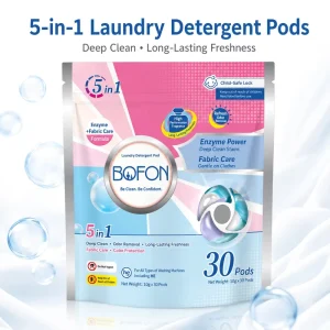 Laundry Detergent Pods 30pcs 5-in-1 Deep Clean Gel Orange Blossom Fragrance