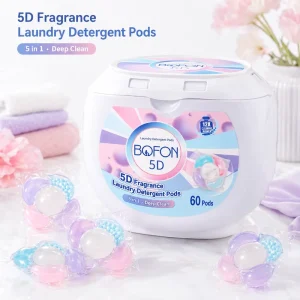 Laundry Detergent Pods OEM ODM 60pcs 5-in-1 Deep Clean Gel Capsules Eco-Friendly Long Lasting Fragrance Stain Removal 80% Active