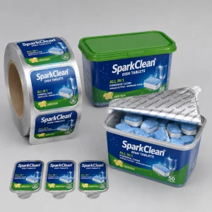 Lemon Dish Tablet Box Lidding Film Roll, Easy-Peel Seal