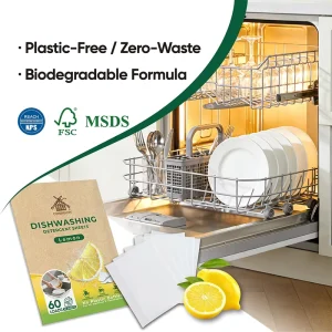 Lemon Scent Long Lasting Solid Dish Cleaning Sheets Eco friendly Concentrated Automatic Kitchen Dishwasher Detergent Sheets
