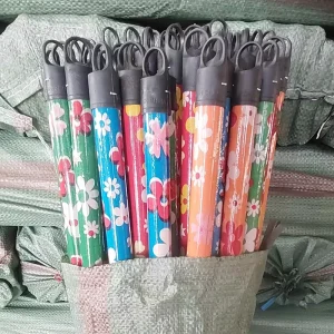 Less Than a Dollar Items 1.2m Long Handle Dustpan and Brush Set Flower Covering Broom Handle Good Quality Garden Wooden Stick