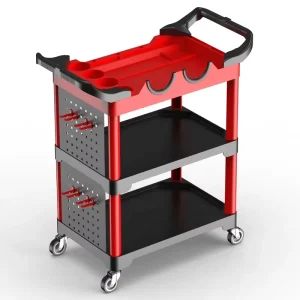 Lichi BLC 1106 Plastic Tool Cart 3 Shelf Portable Detailing Cart ESD Protection 68x87x43cm Knocked down Structure
