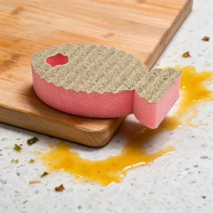 Lightweight Anti Ultraviolet Protection Sponge Scrubber Goldfish Shape Non Scratch High Water Absorption Glass Scouring Pad