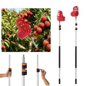 Lightweight Fruit Picking Rod Harvester Garden Telescopic Tool with Basket Aluminum Fruit Orange Loquat Picker
