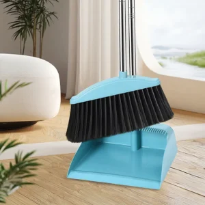 Lightweight Long-Handle Plastic Broom and Upright Dustpan Set with Soft PP Broom Head