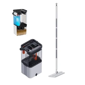 Lightweight Microfiber Flat Mop with Steel Foldable Handle and Dirt Separating Bucket Set for Hardwood Floors