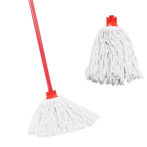 Lightweight Strip Socket Cotton Mop with Long Iron Pole and Four-Side Wringing