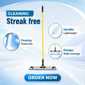 Lightweight Wide-Head Flat Mop for Hardwood and Tile Floor Cleaning