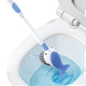 Liquid Suction Cup Toilet Brush Set with Silicone and Plastic Bathroom Brushes