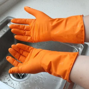 Long Cuff Reusable PVC Latex Rubber Dishwashing and Kitchen Cleaning Gloves for Women