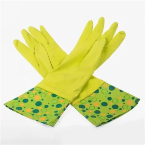Long-Cuff Thick Waterproof Latex Rubber Gloves for Kitchen Cleaning and Dishwashing
