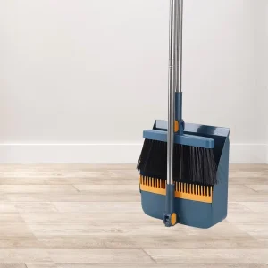 Long Handle Broom and Dustpan Combo Set for Kitchen, Office, Lobby, and Floor Cleaning