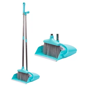 Long Handle Broom and Dustpan Set Compact Storage Self-Cleaning Teeth