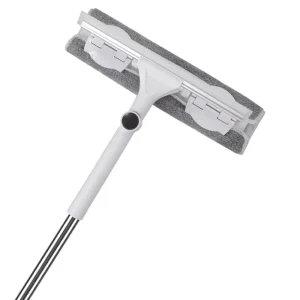 Long Handle Double-Sided Glass Window Cleaner with Wiper and Scraper