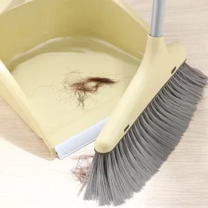 Long Handle Foldable Dustpan Set Upright Standing Feature PP Material Broom Windproof Dustpan Combo for Indoor Kitchen Cleaning