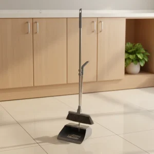 Long Handle Home and Hotel Indoor/Outdoor Plastic Broom and Dustpan Set, Stainless Steel Stick, PP Broom Head