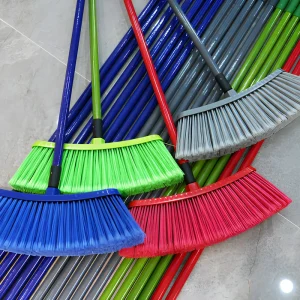 Long Handle Plastic Broom for Indoor Outdoor Home Garden Office and Commercial Use Multi-Color Optional Dustpan