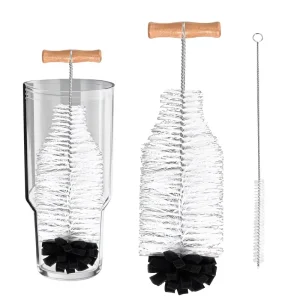 Long Handle Plastic Cleaning Brush Set for Water Bottles, Straws, Cups, and Tumblers