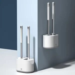 Long Handle Silicone Toilet Brush with Cleaning Base