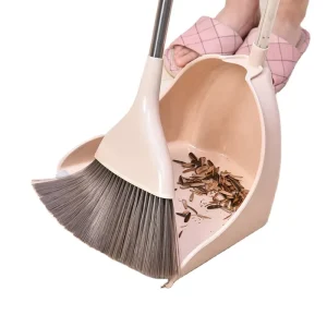 Long Handle Soft-Bristle Broom and Dustpan Set for Home and Office