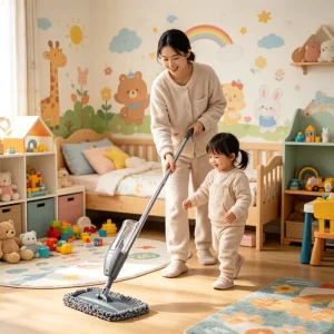 Long-Handle Spray Mop with Absorbent Mop Pad for Balcony, Corridor, Store, and Floor Cleaning