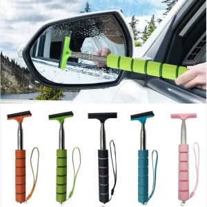 Long Handle Stainless Retractable Steel Car Rearview Mirror Wiper Telescopic Squeegee Cleaner Car Window Cleaning