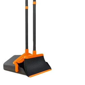 Long Handle Stand up Broom Holders Self-Cleaning Broom and Dustpan Set With Dustpan Teeth