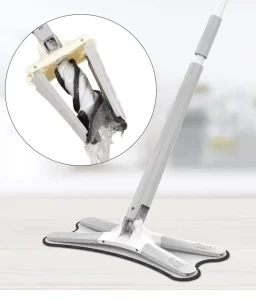 Long Handle X Rotating Handfree Mop Four Side Wringing 360 Degree Coverage Replaceable Microfiber Pad Eco friendly Reuse