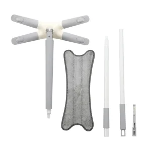 Long Handle X Rotating Lightweight High Durability Handfree Mop Four Side Wringing 360 Degree Coverage Replaceable Microfiber