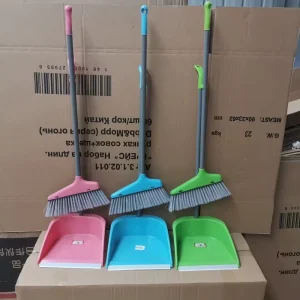 Long Handle and Metal Stick Plastic Broom Dustpan Set Upgrade Super Brooms & Dustpans