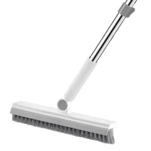 Long Handled Rotatable Cleaning Brush for Bathroom Floors with Nylon Bristles