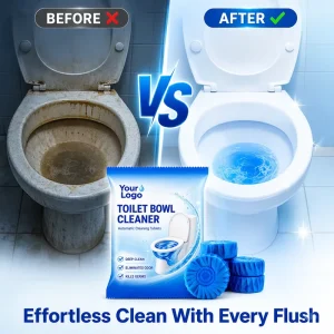Long-Lasting Blue Eco-Friendly Disposable Solid Toilet Bowl Cleaner Tablets for Deodorizing and Descaling
