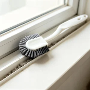 Long Plastic Handle Double-Sided Hard Bristle Scrub Brush for Window Slots Shoe Cleaning and Laundry
