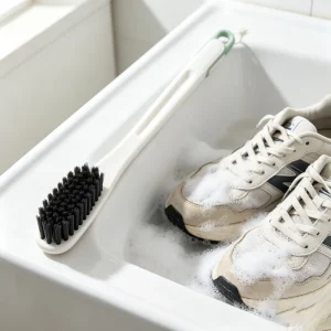 Long Plastic Handle Shoe Brush with Hard Bristles for Sneakers and Laundry Scrubbing