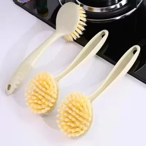 Long Plastic Handle Stiff Bristle Pot Scrubber Brush Kitchen Dish Cleaning Scrub Brush Dishwashing Supplies Dish Scrubber