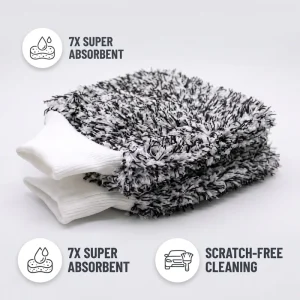 Long Plush Microfiber Wash Mitt Eco Friendly Super Absorbent Lint Free Scratch Quick Dry Car Detailing Glove