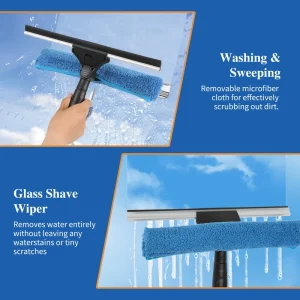 Long Reach Heavy Duty Eco Friendly Window Cleaner Scraper Squeegee Detachable Microfiber Cloth Plastic Rubber Blade Aluminum